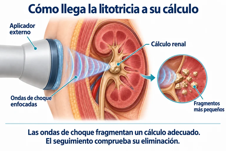 Cómo llega la litotricia a su cálculo
