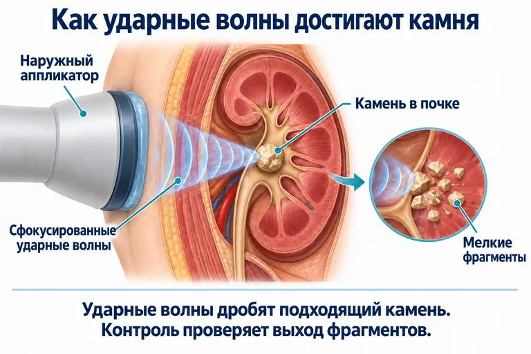 Как ударные волны достигают камня