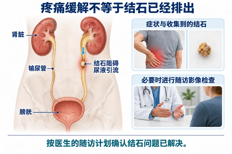 疼痛缓解不等于结石已经排出