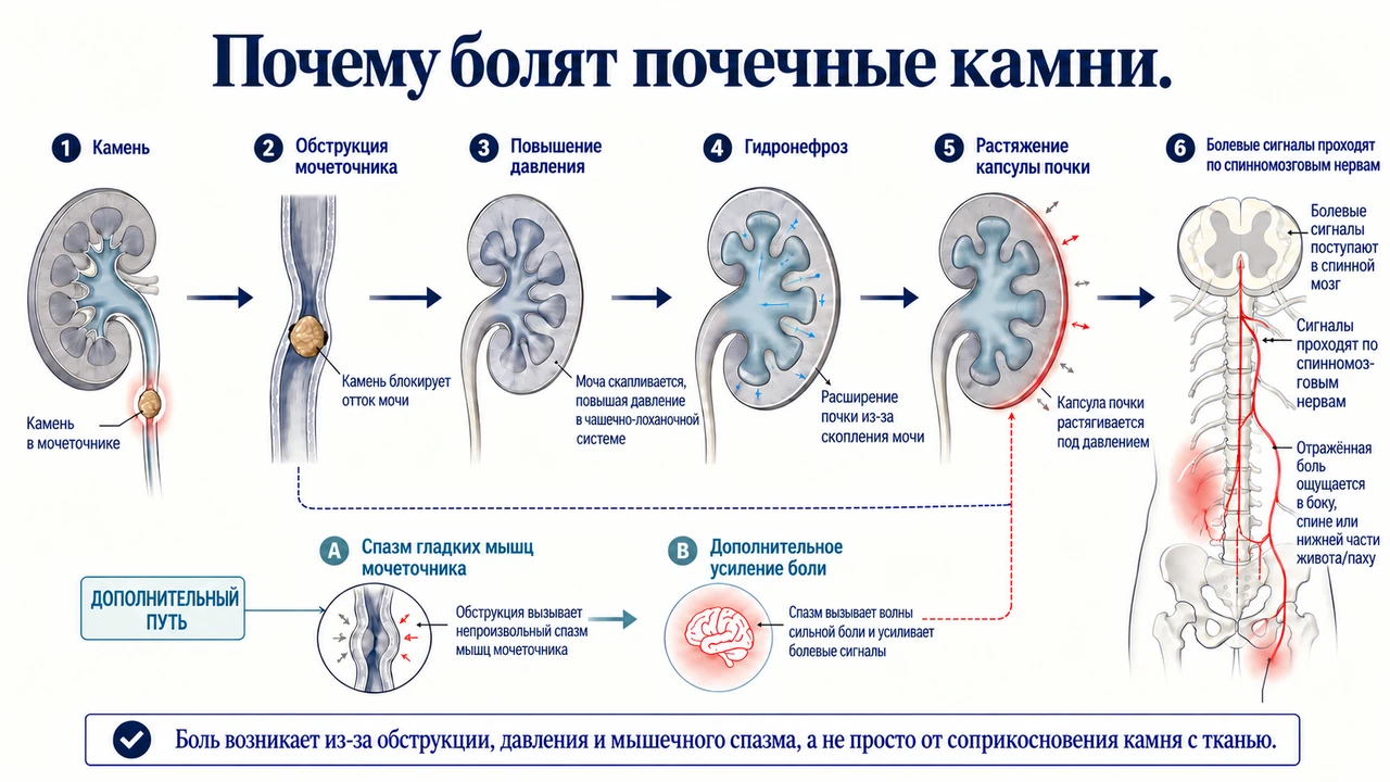 Почему камень вызывает боль