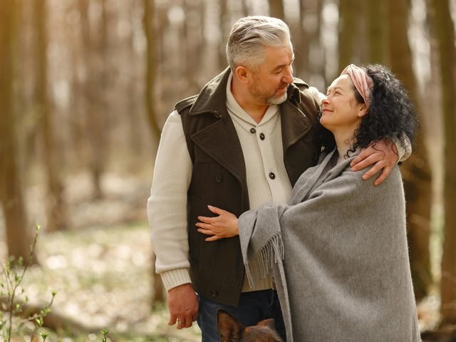 A couple enjoying time together outdoors